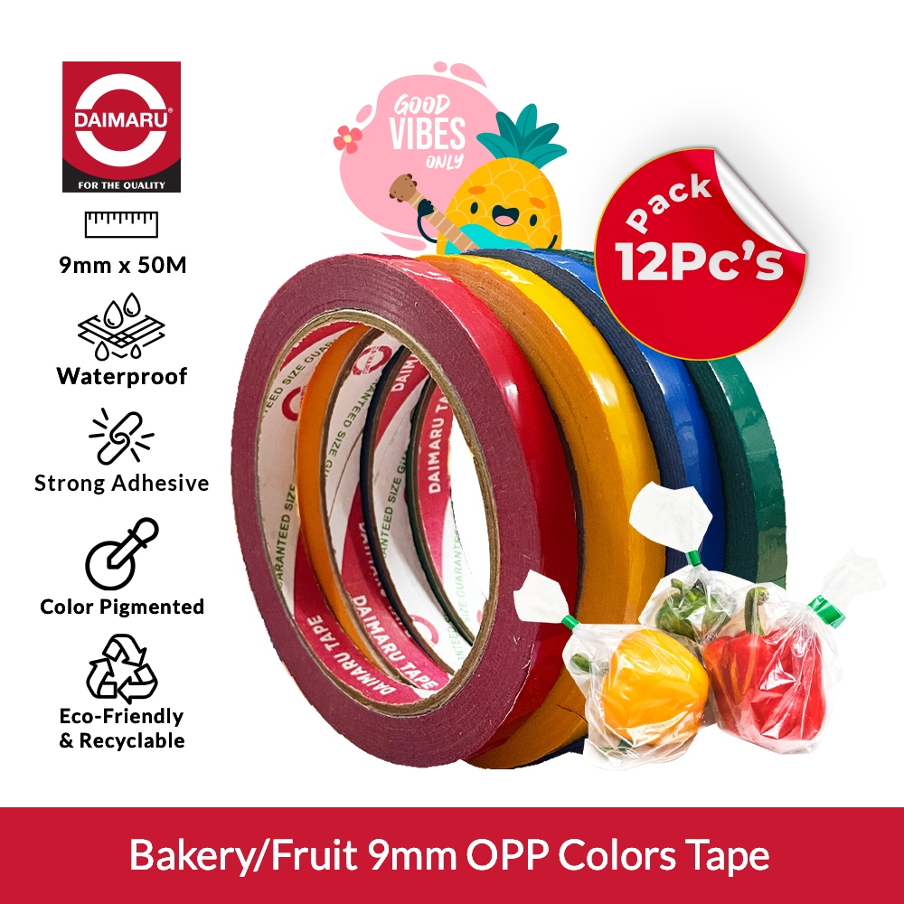 

Daimaru Bundling Package 9mm x 50Yard Grosir Lakban Bakery Fruit Tape