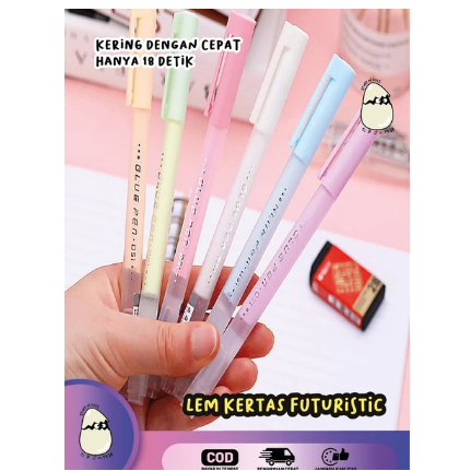 

House Station - Pulpen Lem Cair Glue Pen Colour Liquid Glue Pen Bolpoin Lem Kertas Glue Pen Stiker Scrapbook Pulpen Lem Kertas Cepat Kering Pena Lem Cair Anti Bocor Bentuk Pena Diy Untuk Anak-Anak