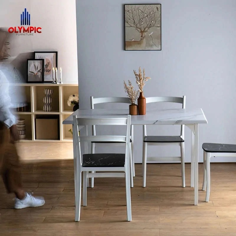 Set Meja Makan 4 Kursi Marble Olympic