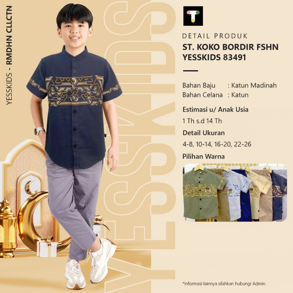 Setelan Koko Bordir Fasion YessKids - Baju Muslim Anak