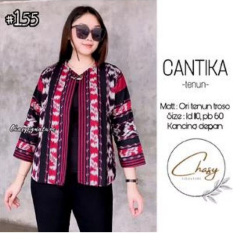 Outer etnick kekinian blazer tenun candy