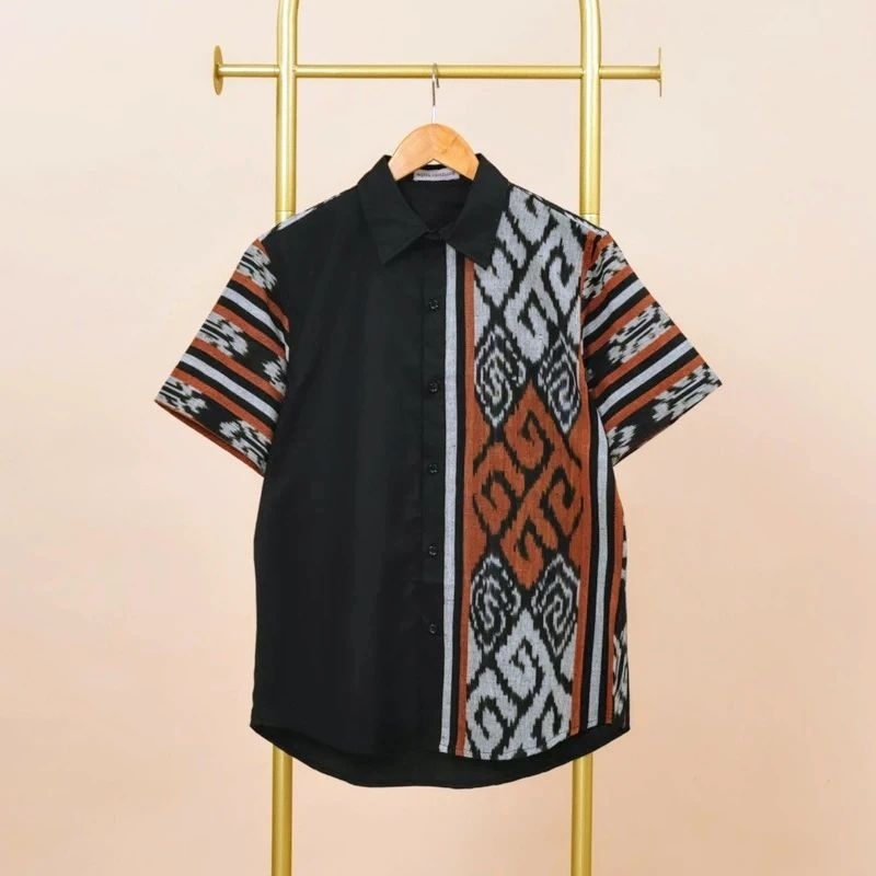 KEMEJA TENUN PRIA LENGAN PENDEK TERBARU - KEMEJA TENUN PRIA KOMBINASI - KEMEJA TENUN LENGAN PENDEK S