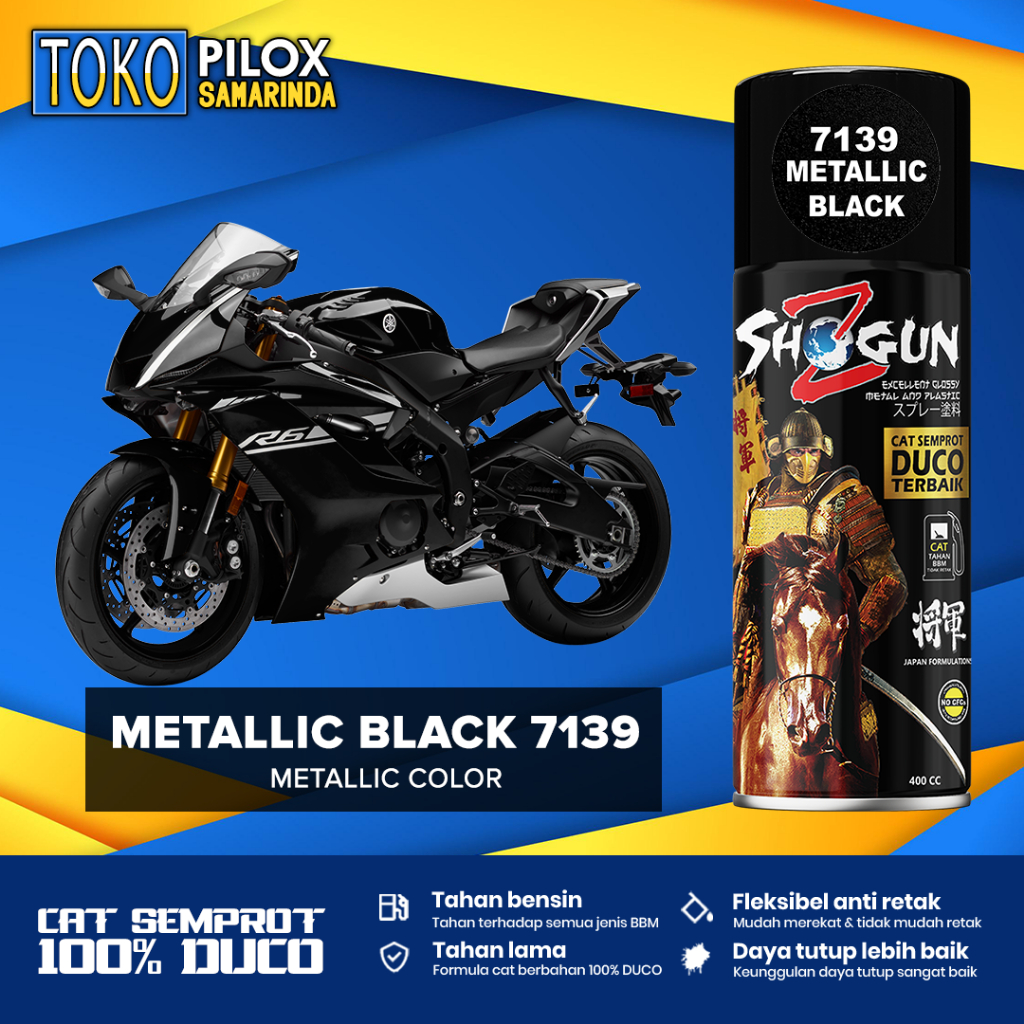 Cat Semprot Pilox Hitam Metalik Black - Shogun Z Duco Metallic Black 7139