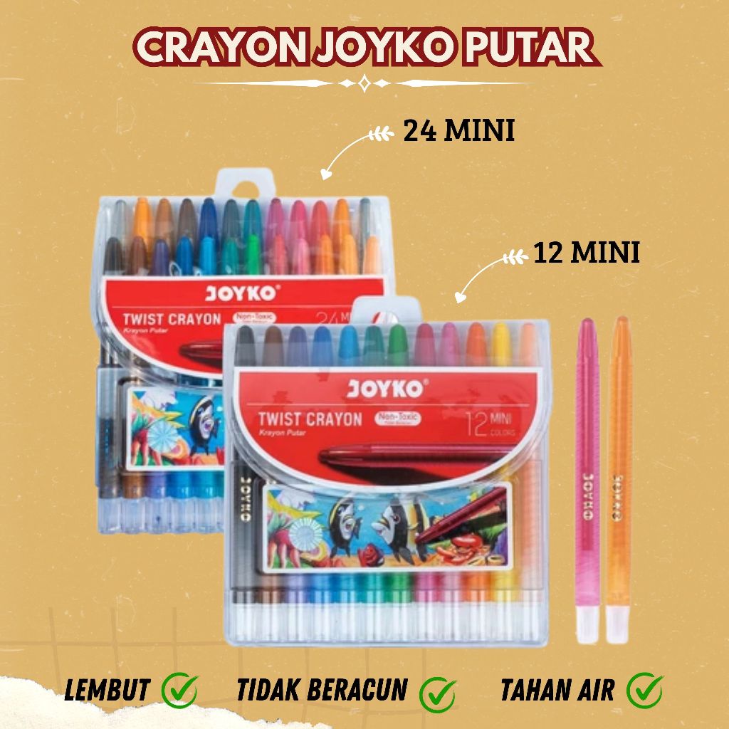 

Krayon Putar Mini Twist Crayon Joyko TWCR 12 Mini 24 Mini