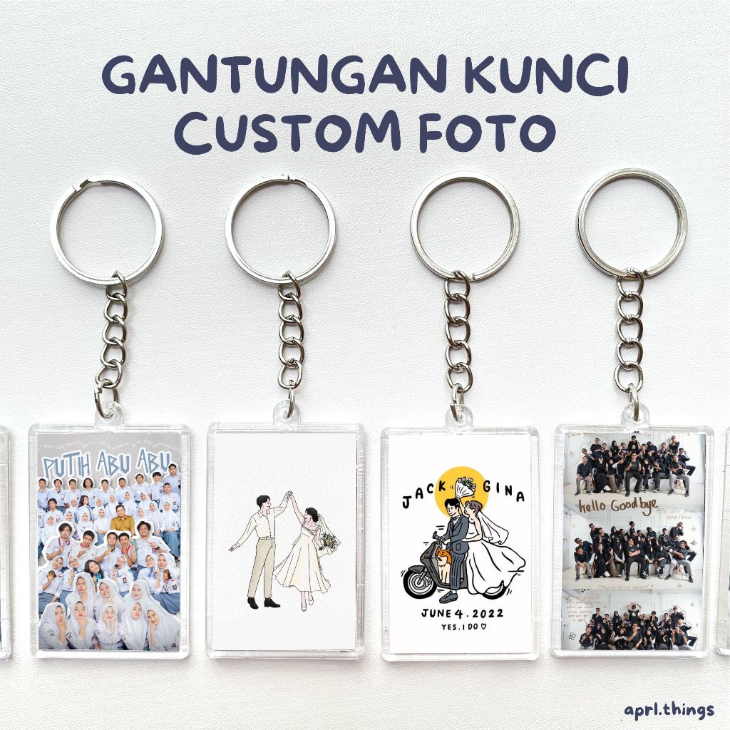 [min 50pcs] SOUVENIR GANTUNGAN KUNCI CUSTOM FOTO / pernikahan wisuda ulang tahun resign kelulusan le