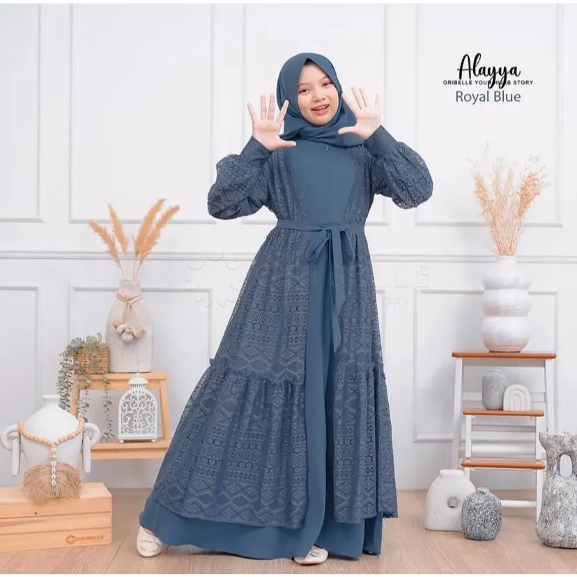 Set Baju Gamis Syari 3in1 Anak Perempuan 10-15 Tahun Gamis Anak Terbaru