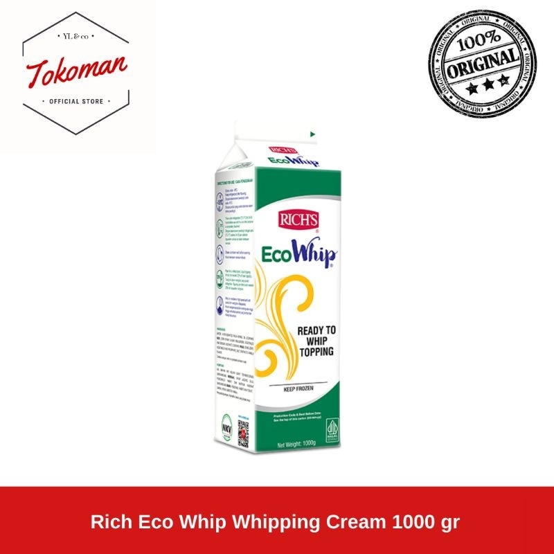 

(GRAB/GOJEK) Rich Eco Whip Whipping Cream 1 liter / Rich's Ecowhip 1000 gr - 1 KARTON