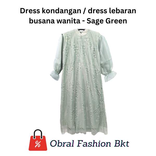 Dress kondangan / dress lebaran busana wanita - Sage Green