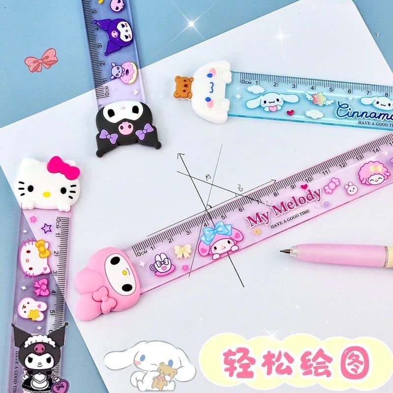 

Penggaris Plastik 15cm Plastic Ruler Kitty Melodi Kuromy Cinnamorrol Rubber Head Lucu Sanri0 PR09