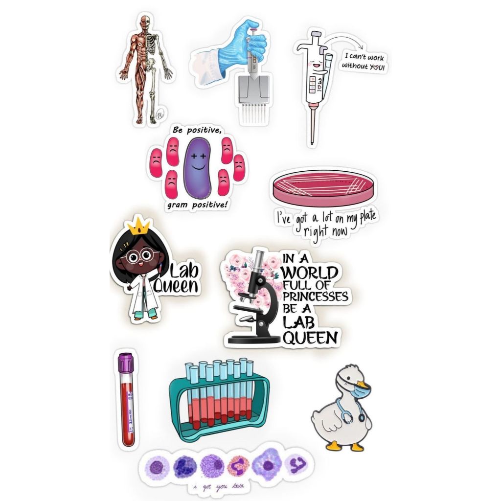 

Stiker anti air Lab -+ 10 pcs all in Laboratory analisis untuk anak kesehatan mahasiswa kesehatan Laboran Laboratorium Analis Klinis