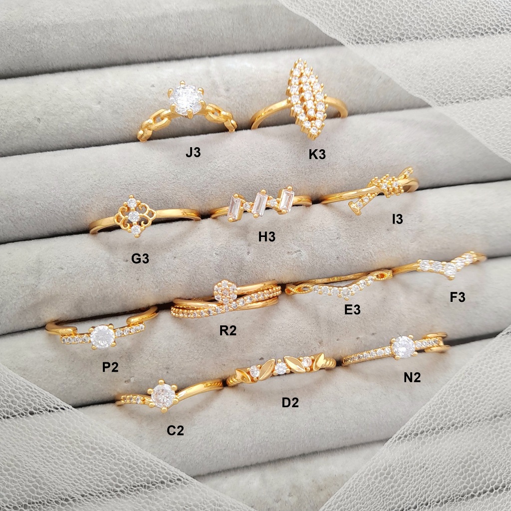 Cincin Wanita Xuping Model Cantik Elegan Berlian Imitasi Lapis Emas Gold - BR387