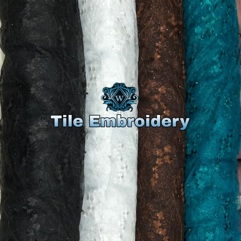 Tile Brokat Embroidery bahan kain kebaya modern