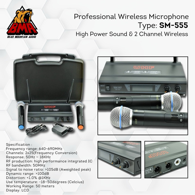 Microphone Wireless BMA SM-555