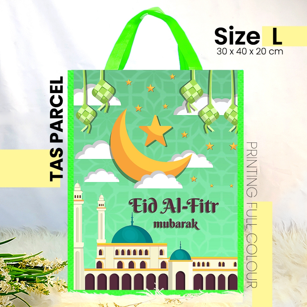 

TAS LEBARAN HIJAU KETUPAT UKURAN SEDANG 30x40 - GOODIEBAG IDUL FITRI / TAS PARCEL PRINTING