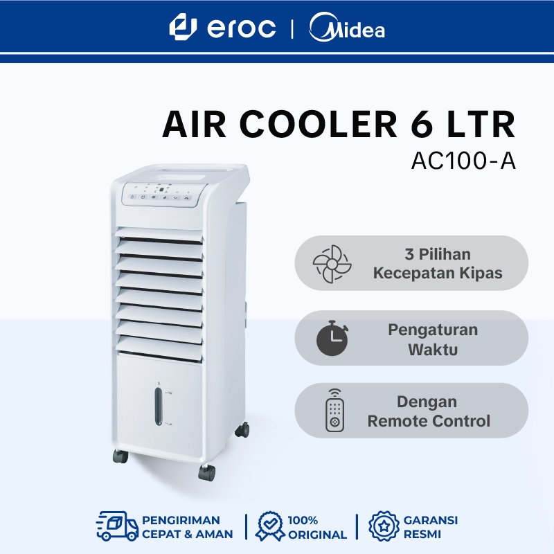 MIDEA - Air Cooler Kapasitas 6 Liter - Remote Control - Timer 7 Jam - 2 Pilihan warna Black & White 