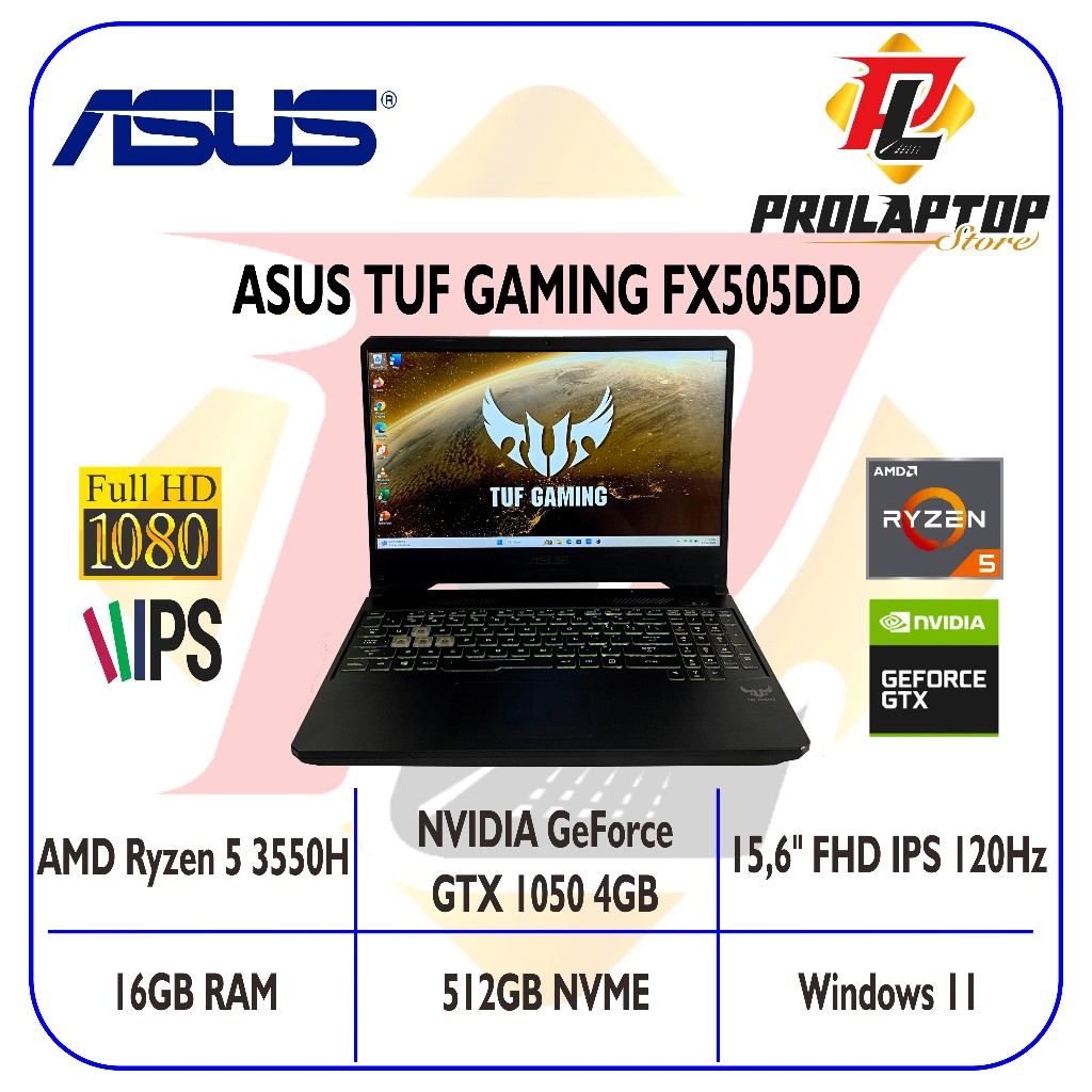 Asus TUF Gaming FX505DD AMD Ryzen 5 3550H NVIDIA GTX 1050 RAM 16GB SSD NVME 512GB 15,6" FHD IPS 120H