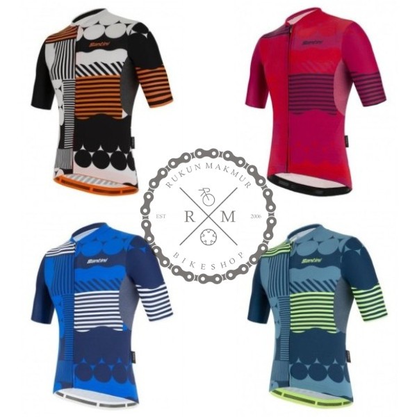Santini DELTA OPTIC Men Road Cycling Jersey Slim Fit Cut - Baju Sepeda Balap RoadBike Pria