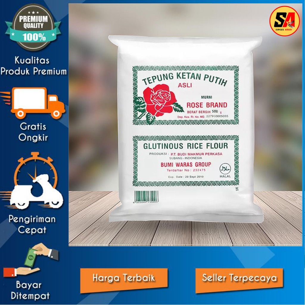 

Tepung Ketan Putih Rose Brand Kemasan 500 Gram