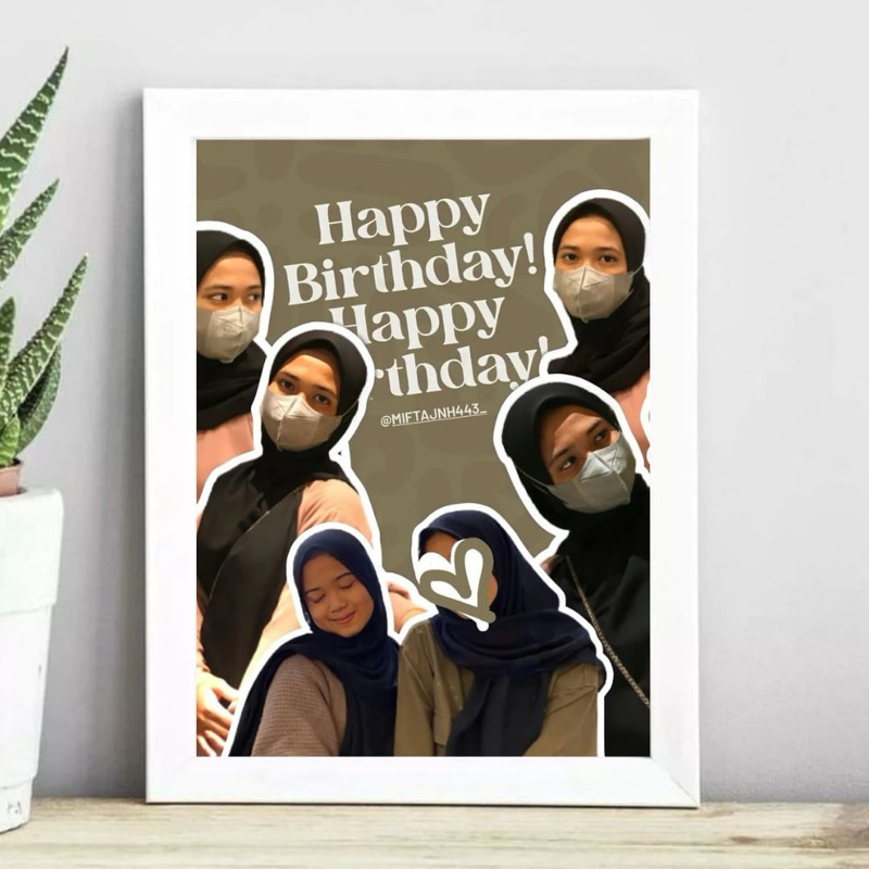 WORDGIFT Kado Foto Custom Kolase typograpy + Bingkai Kado Ulang Tahun Kado Wisuda Kado Perpisahan Ka