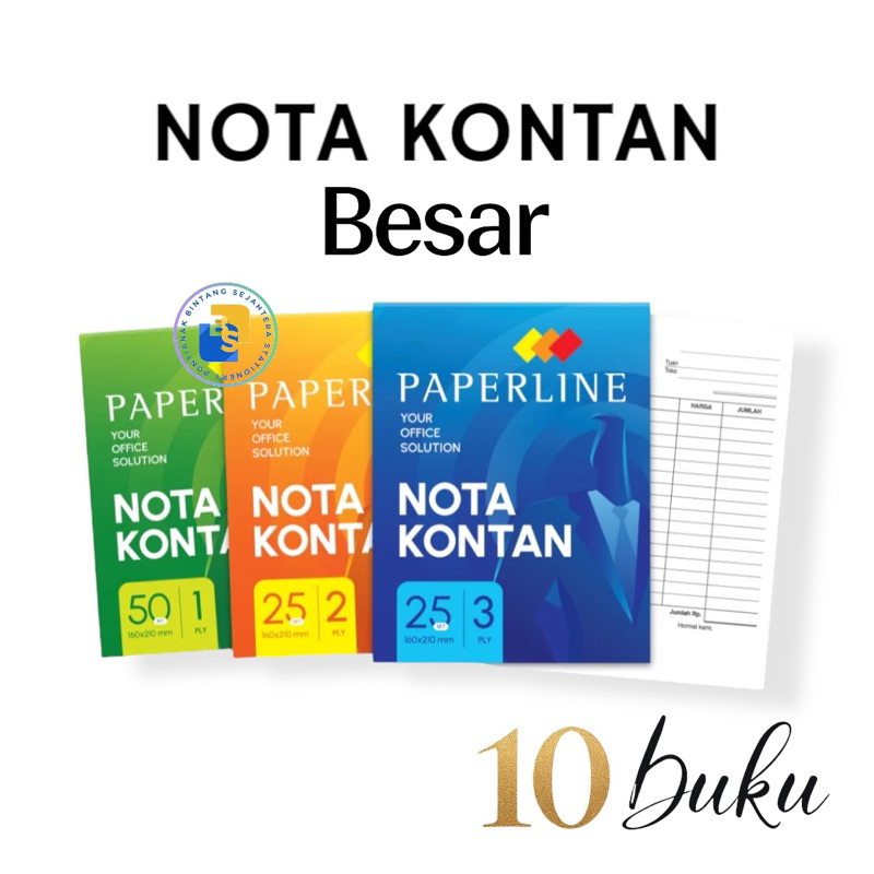 

10 Buku - PAPERLINE Bon Nota Kontan Besar 1 ply | 2 ply | 3 ply