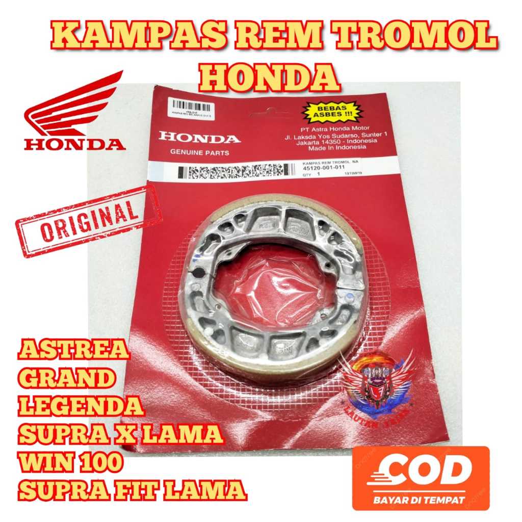 Kampas Rem Tromol Original Honda GN5 Kampas Rem Belakang Astrea Grand Legenda Supra X Lama Win 100 S