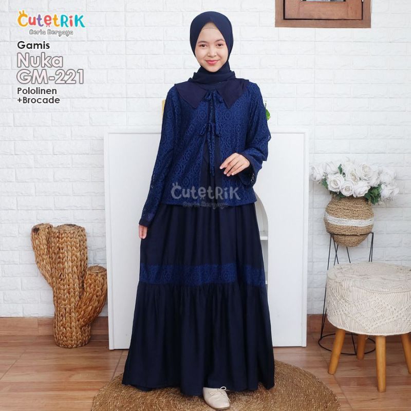 SET OUTER - CUTETRIK BAJU DRESS GAMIS ANAK PESTA ANAK TANGGUNG REMAJA POLOS BROKAT BRUKAT BROCADE TU