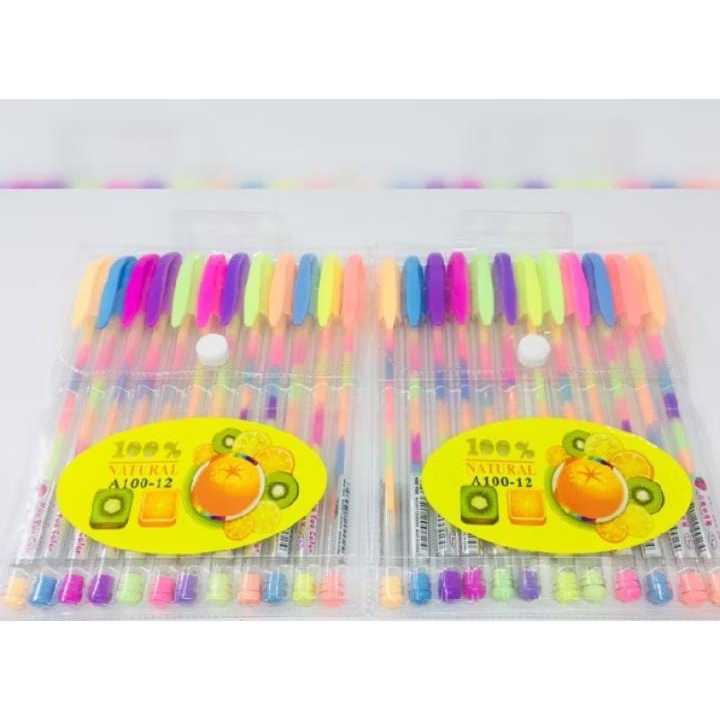 

Pulpen Pelangi / Rainbow Gel Pen Unik Warna Warni Pulpen Gel 1 Pack isi 12 pcs