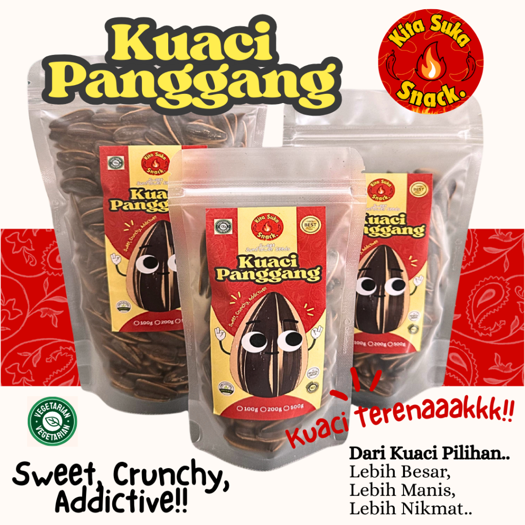 

Kuaci Panggang Roasted Sunflower Seed | Kuaci Matahari | Kuaci Impor Rebo 50gr | Cemilan Sehat | Kacang Manis Garing Nagih