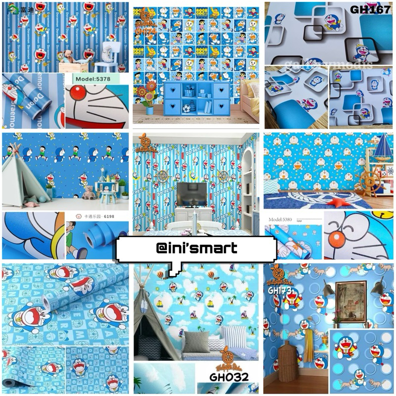 Wallpaper Sticker Dinding Motif Doraemon | Wallpaper Dinding Karakter Anak | Wallpaper kamar Tidur