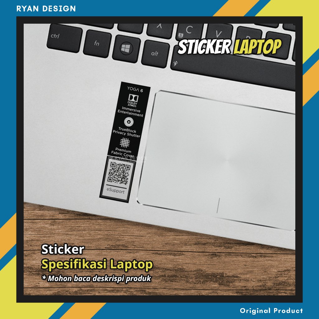 Stiker Logo Laptop Lenovo Yoga 6 Stiker Spesifikasi Fitur Laptop Stiker Nvidia RTX GTX Intel Amd (Un