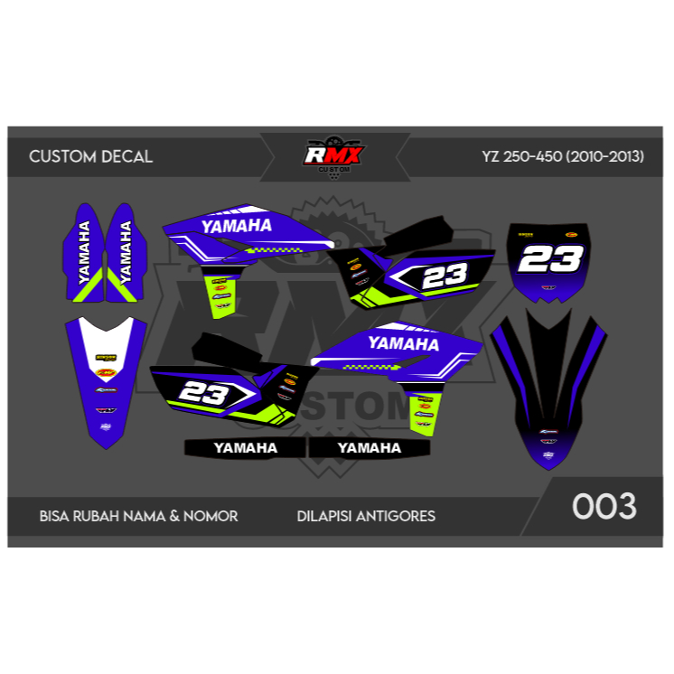 DECAL STICKER YZ 250 (003) DEKAL STIKER YZ 250F 450 450F FULLBODY 2010 2011 2012 2013 HITAM MERAH, K