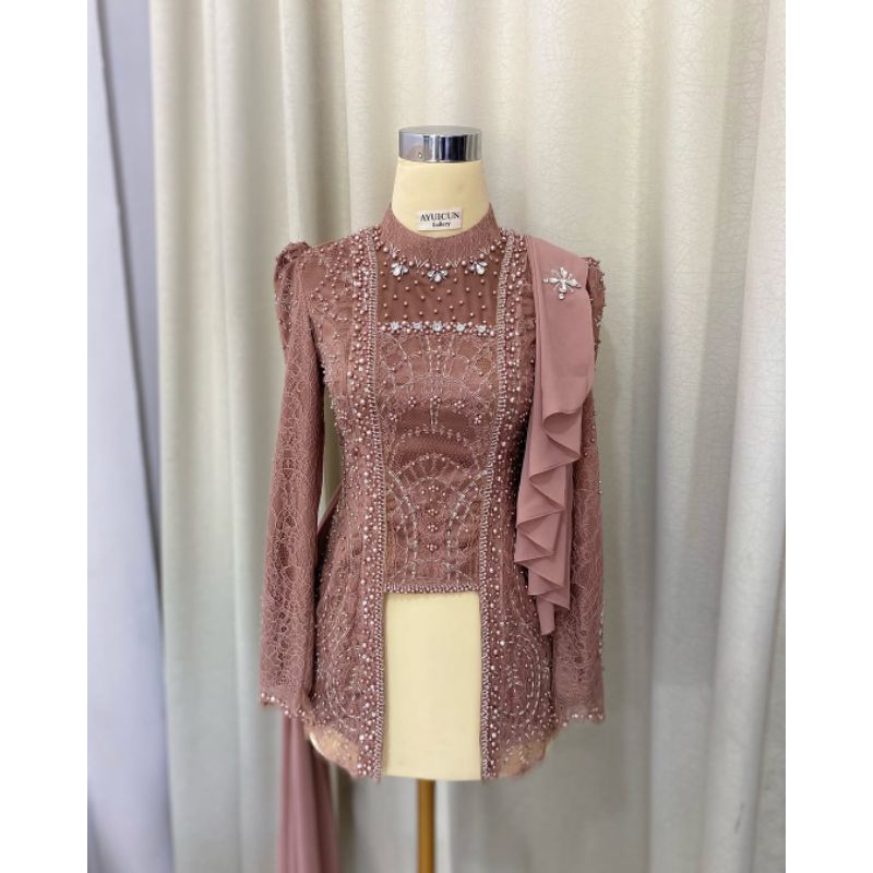 kebaya wisuda lamaran kutu baru bahan brokat cantili premium
