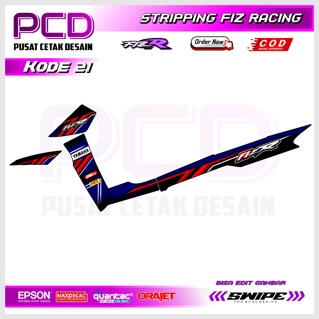 Sticker Striping FIZ R- Sticker Striping Variasi Motor FIZ R Motif ROAD RACE. FIZR.21