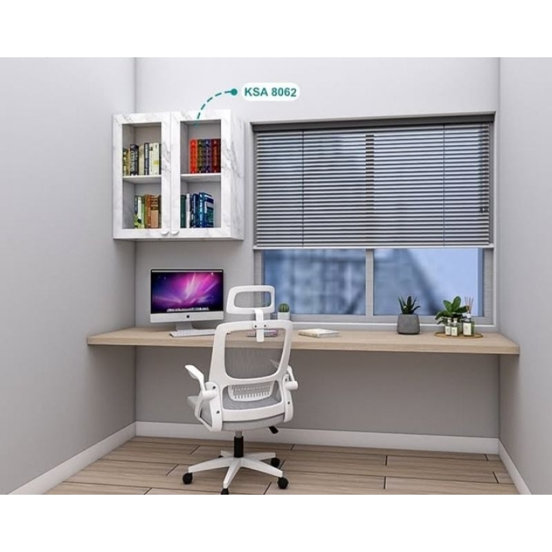 Lemari buku kaca rak buku gantung dinding