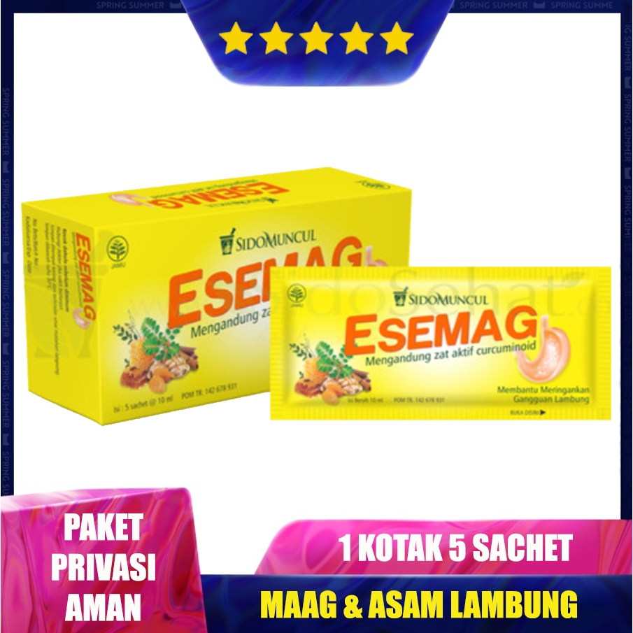 Esemag 1 Kotak isi 5 Sachet | Obat Herbal Untuk Sakit Maag dan Asam Lambung