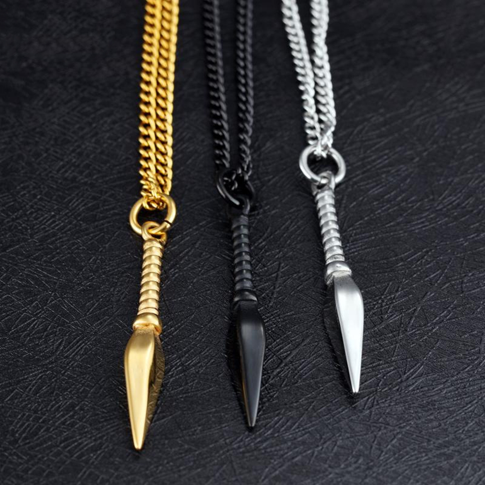 Kalung Pria Titanium Liontin Anak Panah Kalung Titanium Pria Silver Liontin Kunai Premium Original