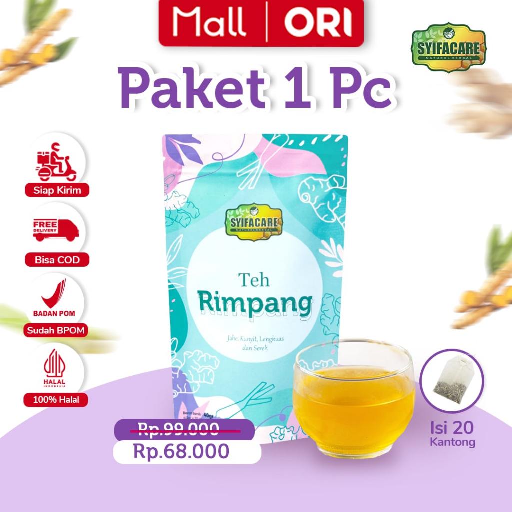 

Teh Rimpang Syifacare - Minuman Instan Herbal Rempah Jahe Kunyit Lengkuas Sereh - BPOM & HALAL MUI