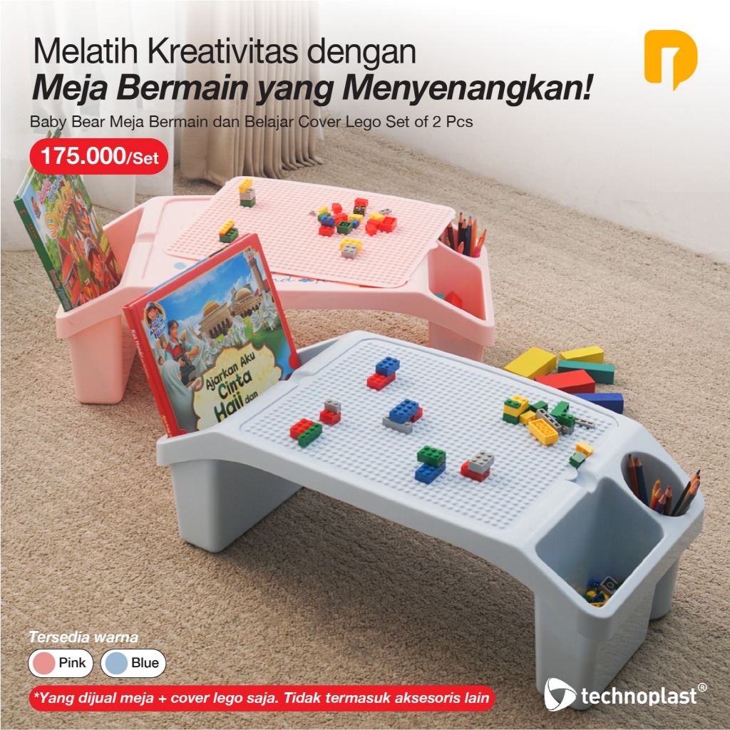 Technoplast Baby Bear Meja Bermain dan Belajar Cover Lego set isi 2 Pc