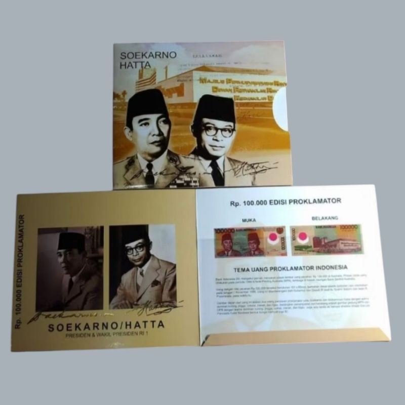 Folder KHUSUS Uang 100000 Sukarno Hatta Polimer