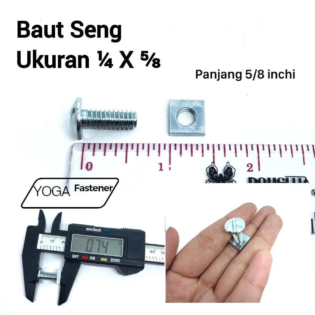 Baut Seng 1/4 x 5/8 sudah termasuk Mur kotak baut plat nomor