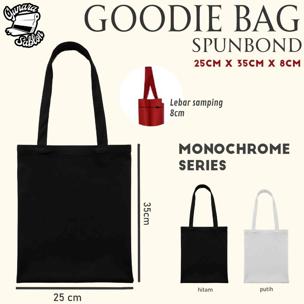 

(HARGA PER PC) POLOS Tas Spunbond Goodie Bag polos Handle uk 25x35x8 kain range 65gsm-70gsm tas ultah tas goodiebag polos spundbond polos