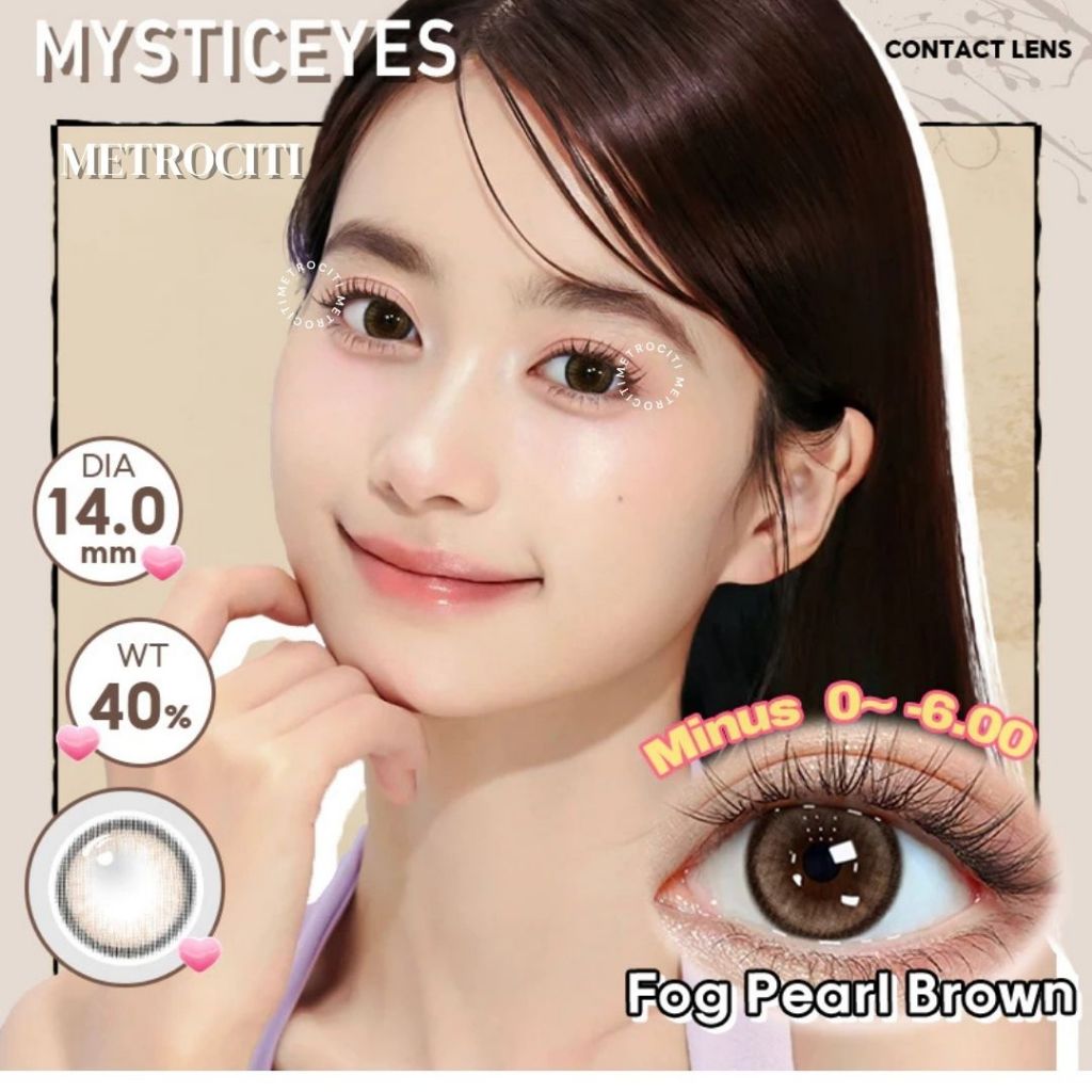 METROCITI Softlens MYSTIC EYES FOG PEARL 14MM Softlens Abu Minus , Softlens Normal , Softlens Minus 
