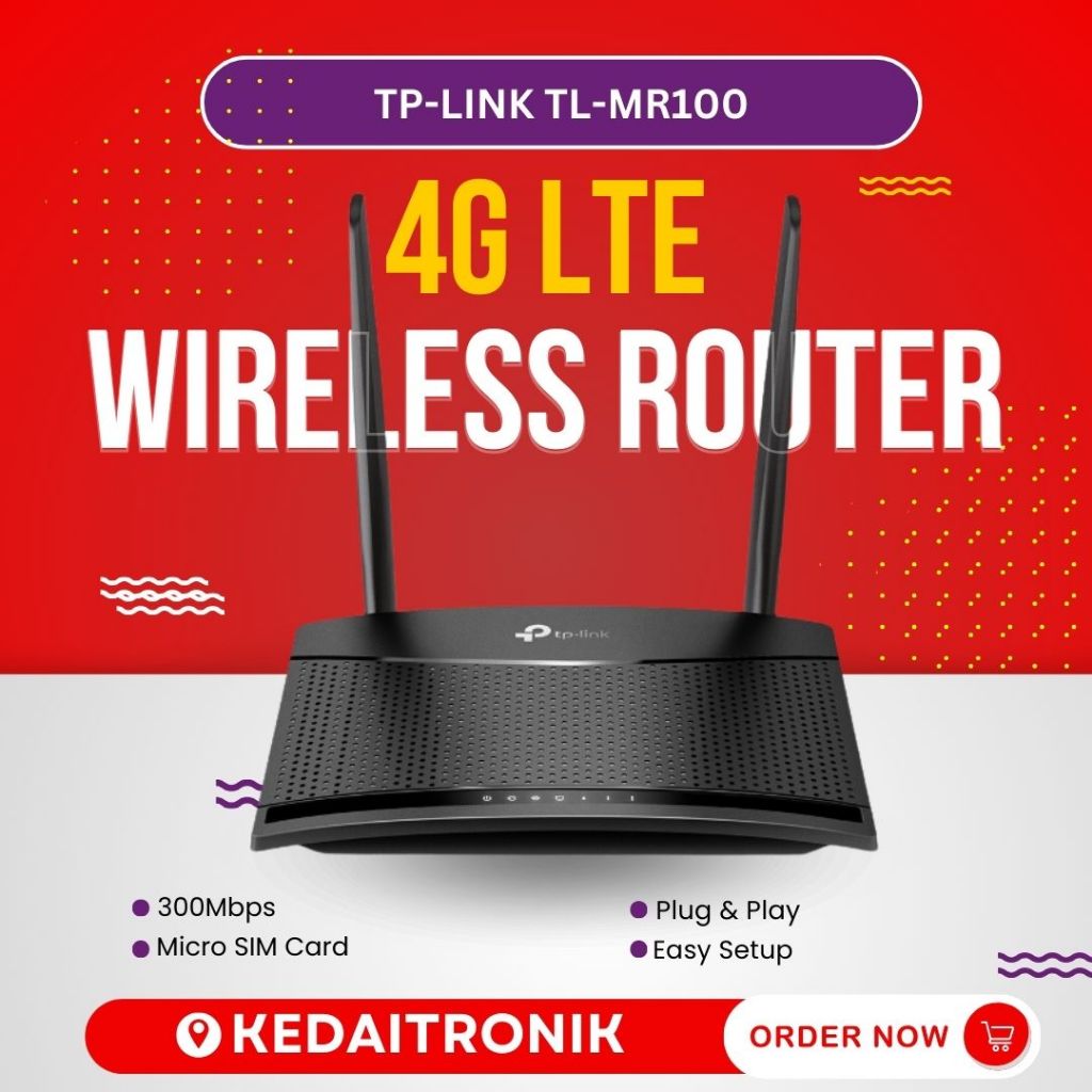 Modem Router Tp-Link TL-MR100 4G Wireless Sim Card GSM Tplink TL MR100