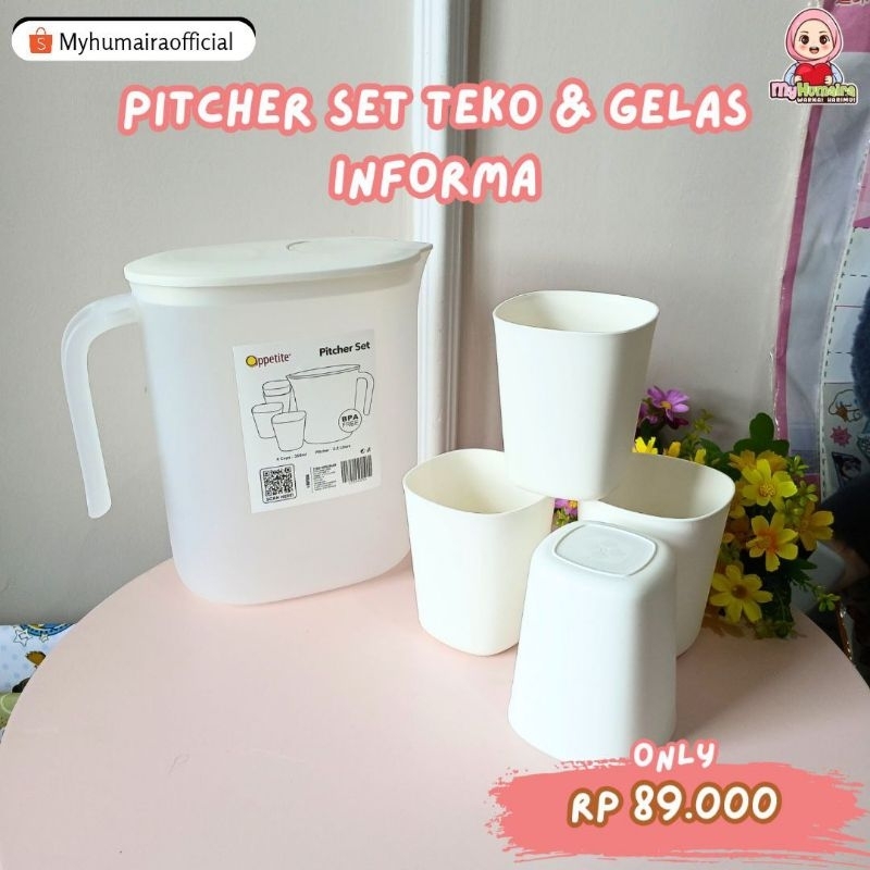 [TENGGARONG] PITCHER SET TEKO & GELAS PLASTIK INFORMA