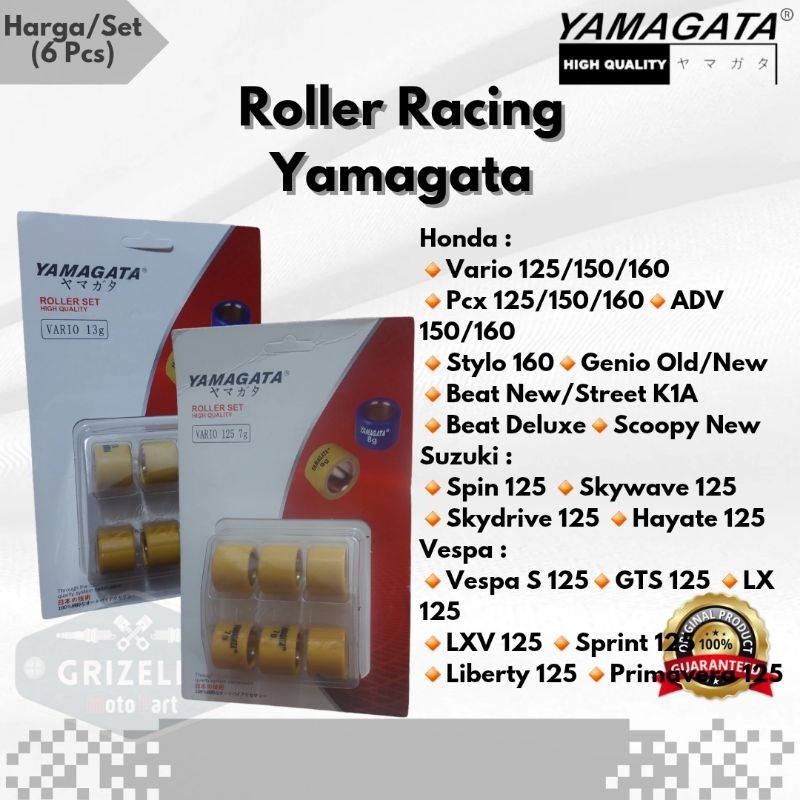 Yamagata Roller Roler Racing Set (6Pcs) 7,8,9,10,11,12,13,14,15,17 Gram Gr Untuk Motorcycle Honda Su