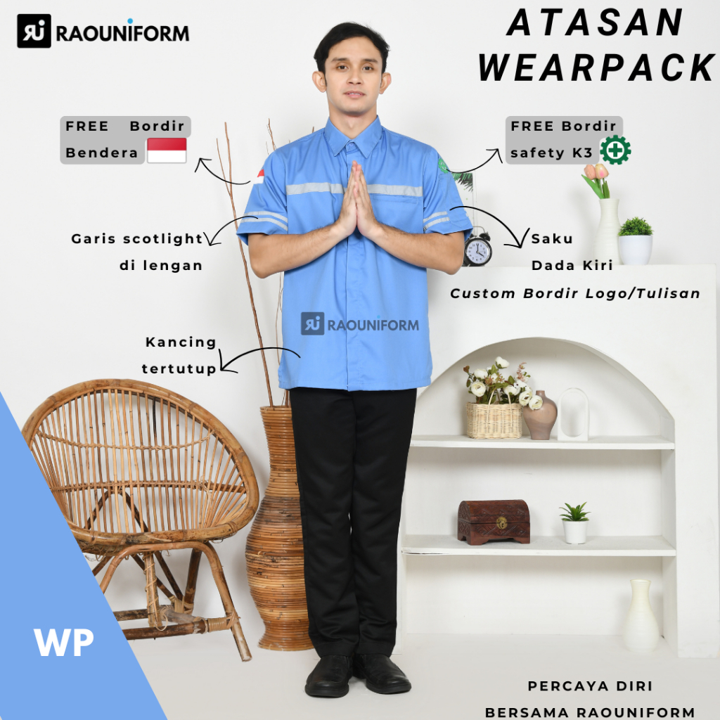 Wearpack Safety Lengan Pendek/Baju Kerja Proyek/Seragam Kerja Pria Lengan Pendek/Baju Safety Pria