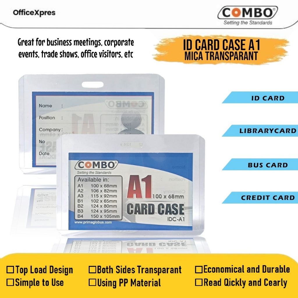 

ID Card Case Plastik A1 / Casing ID Card Transparant 100x68mm / Tempat Kartu Plastik Bening / Name Tag 2 Sisi Transparant / Card Plate Mika Plastik Transparant