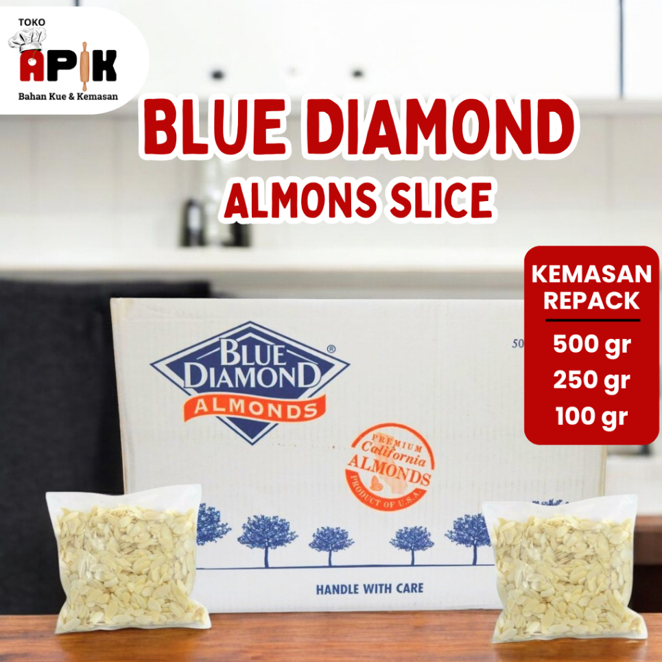 

Kacang Almond / Blue Diamond Almonds Slice Kemasan Repack 500 GRAM / 250 GRAM / 100 GRAM