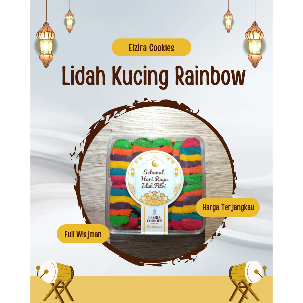 

KUE LIDAH KUCING RAINBOW PREMIUM TASTE GRADE A FULL WISJMAN Elzira Cookies