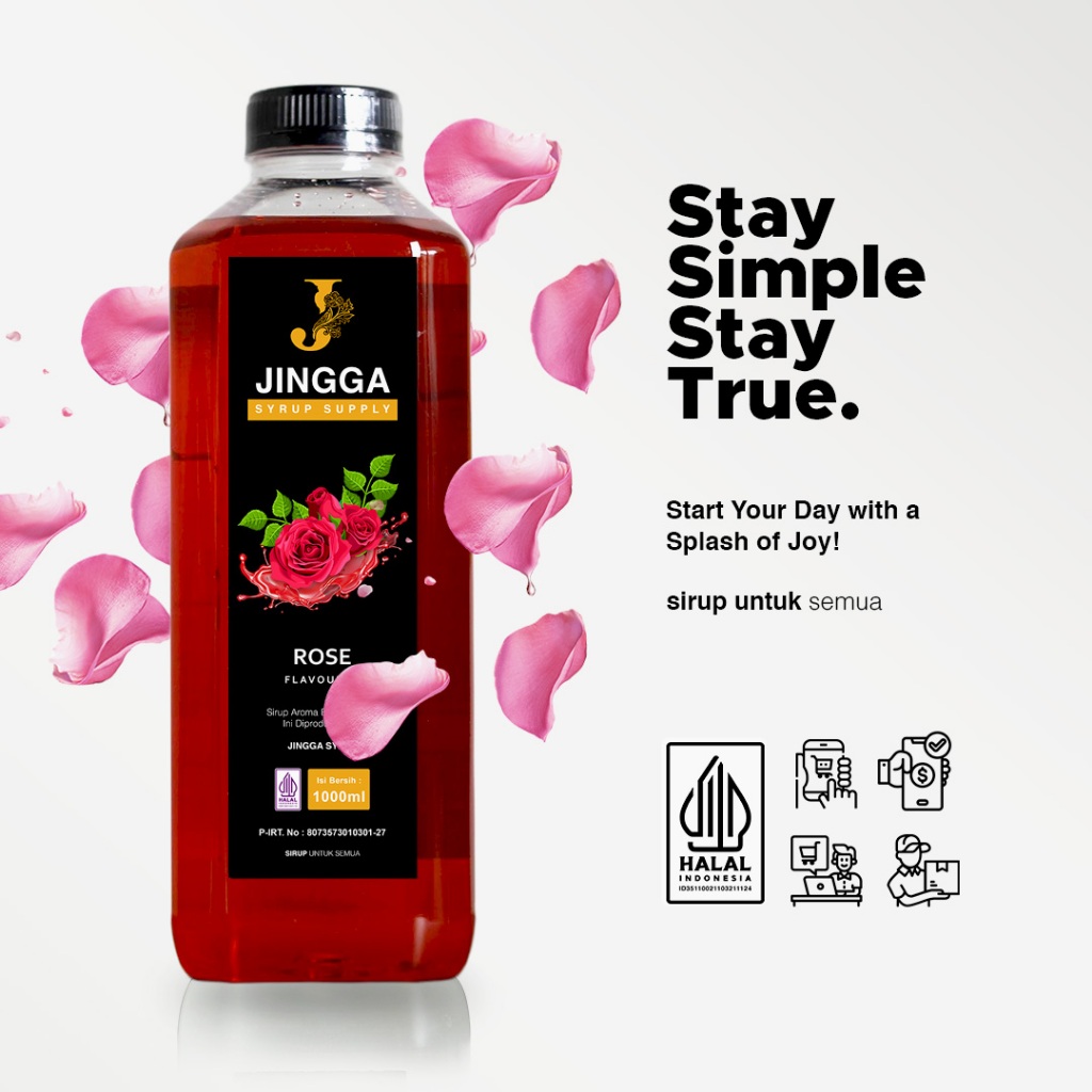

JINGGA Rose Syrup 1000 ml - Sirup Flavour Mawar Untuk Mocktail Cocktail